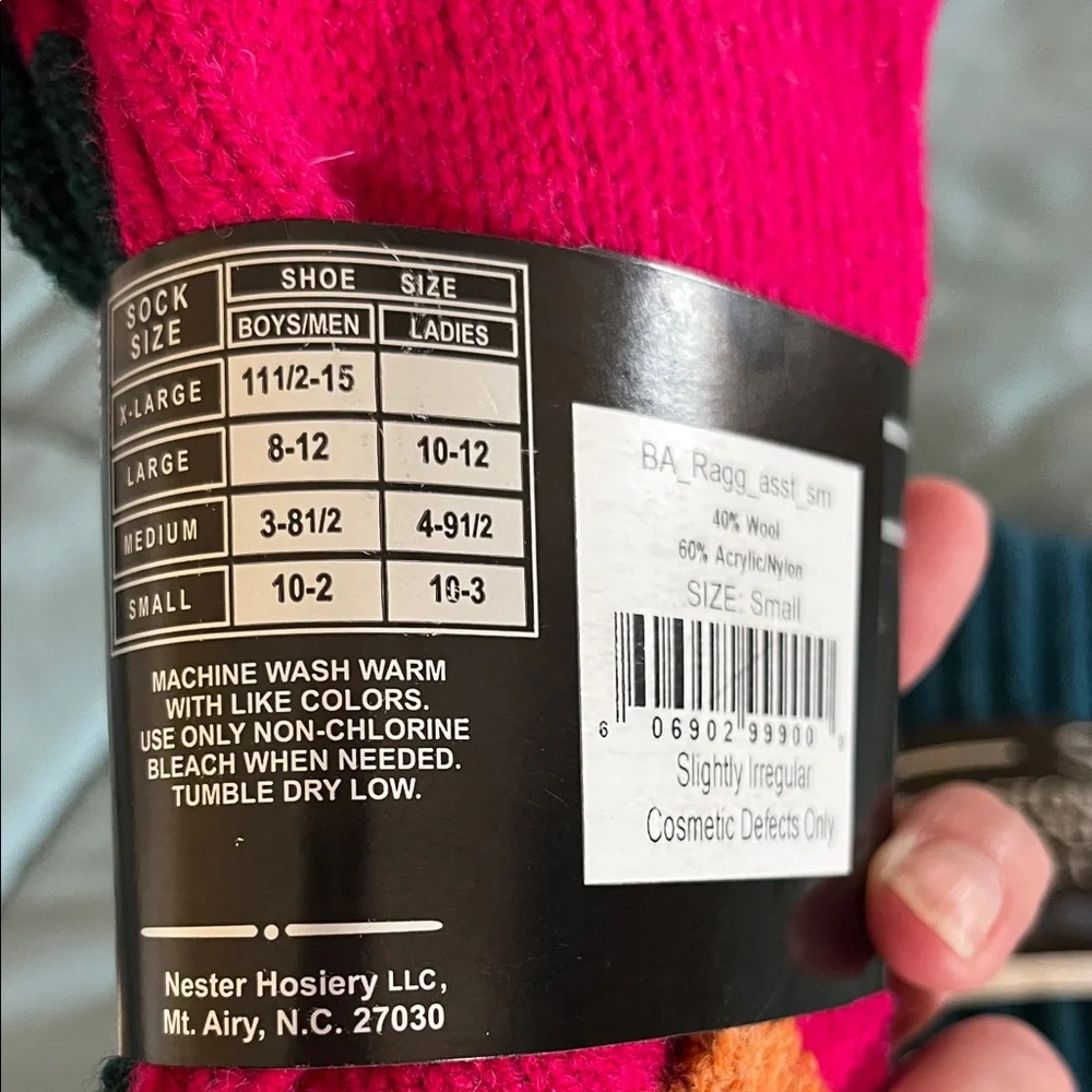 Stone Mountain Accessories Ribbed Crew Socks — Teal, Dark Green & Pink - Picture 10 of 10